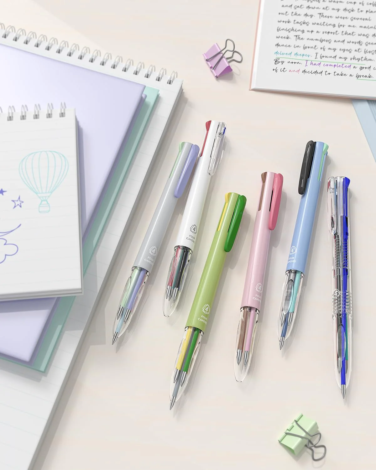 6 PCS Multi-Color Pen, 0.5mm Color Pen, 4-in-1 Multi-Color Ink Pen - Image 7