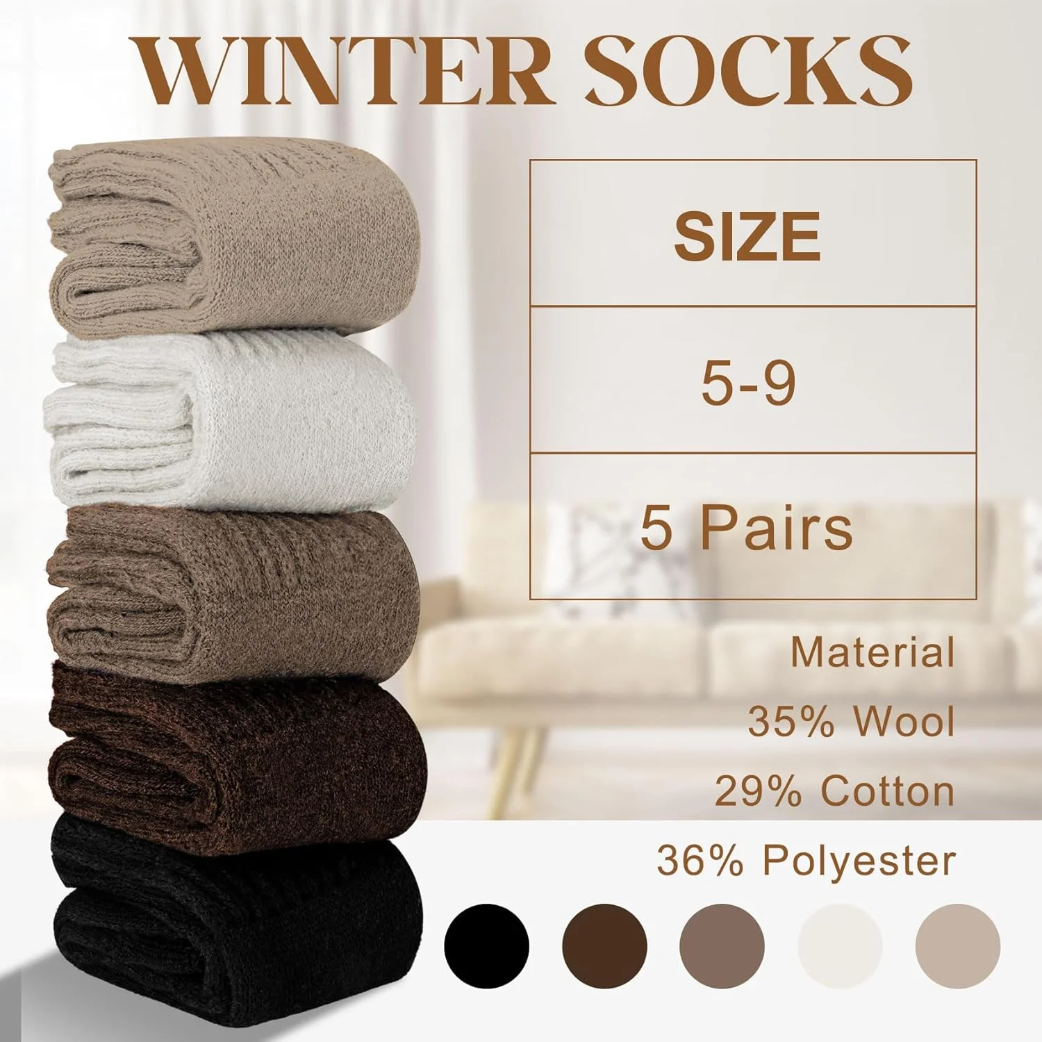 🔥❄️Hot Sale-Buy 1 Get 5 Packs✨❄️5 Pairs Women's Solid Mid-calf Socks - Image 2