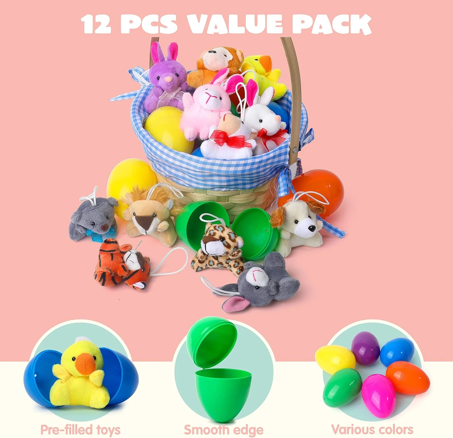 🔥HOT SALE 50% OFF-12/24/36 Pcs Prefilled Easter Eggs, Filled with Plush Animal Toys - Image 3