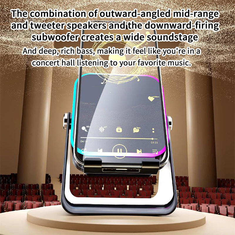 ⏰Limited-time 50% off sale🎵5-in-1 Wireless Induction Bluetooth Speaker with Adjustable Phone Stand - Image 6
