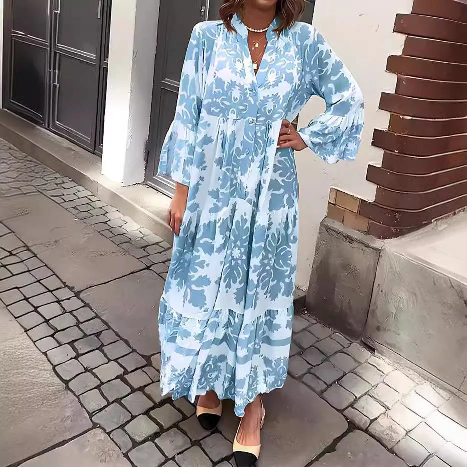 🌷Mother's Day Hot Sale 50% OFF🌸 Bohemian printed V-Neck maxi dress - Image 3