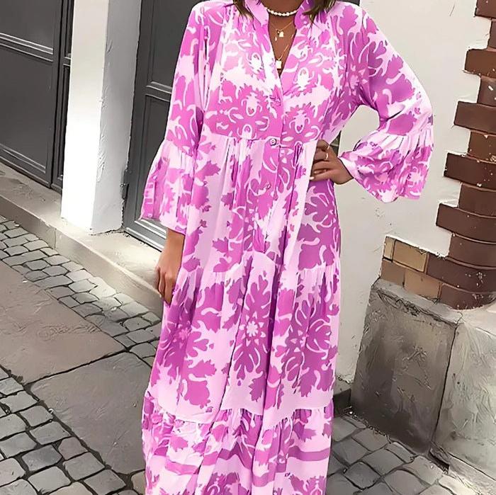 🌷Mother's Day Hot Sale 50% OFF🌸 Bohemian printed V-Neck maxi dress - Image 4