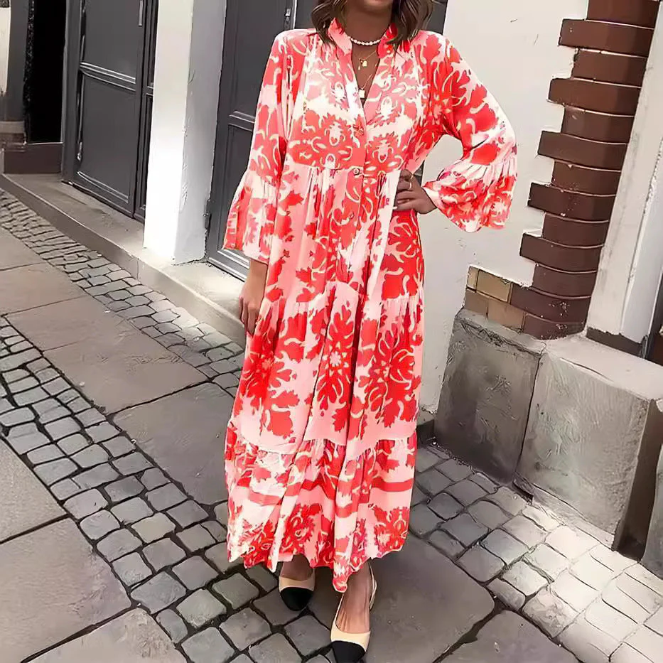 🌷Mother's Day Hot Sale 50% OFF🌸 Bohemian printed V-Neck maxi dress - Image 5