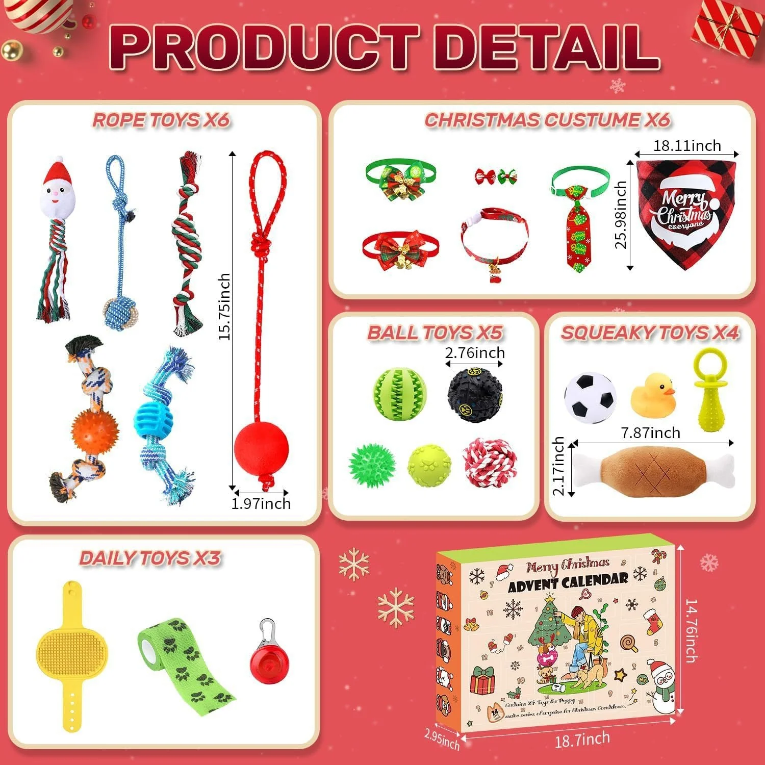 🎄Last 48 hours 70% OFF🎁2025 Christmas Countdown Cat&Dog Toys Advent Calendar🐾🥳 - Image 12
