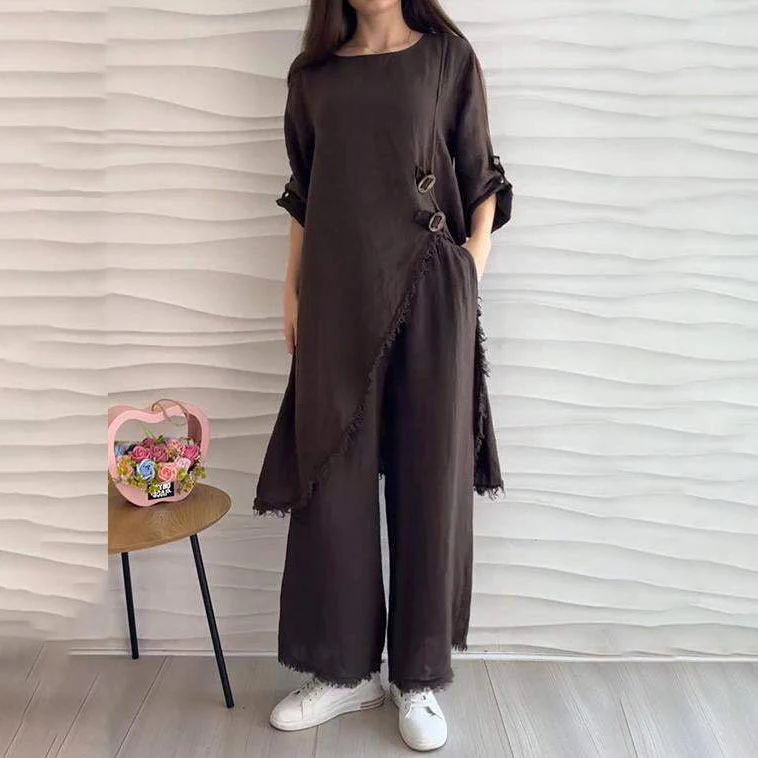 Women's Casual 2-piece Suit with Round Neckline - Image 2