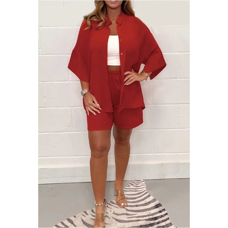💞 Special Offers 49%OFF ✨Casual Shirt Shorts Suit For Women - Image 4