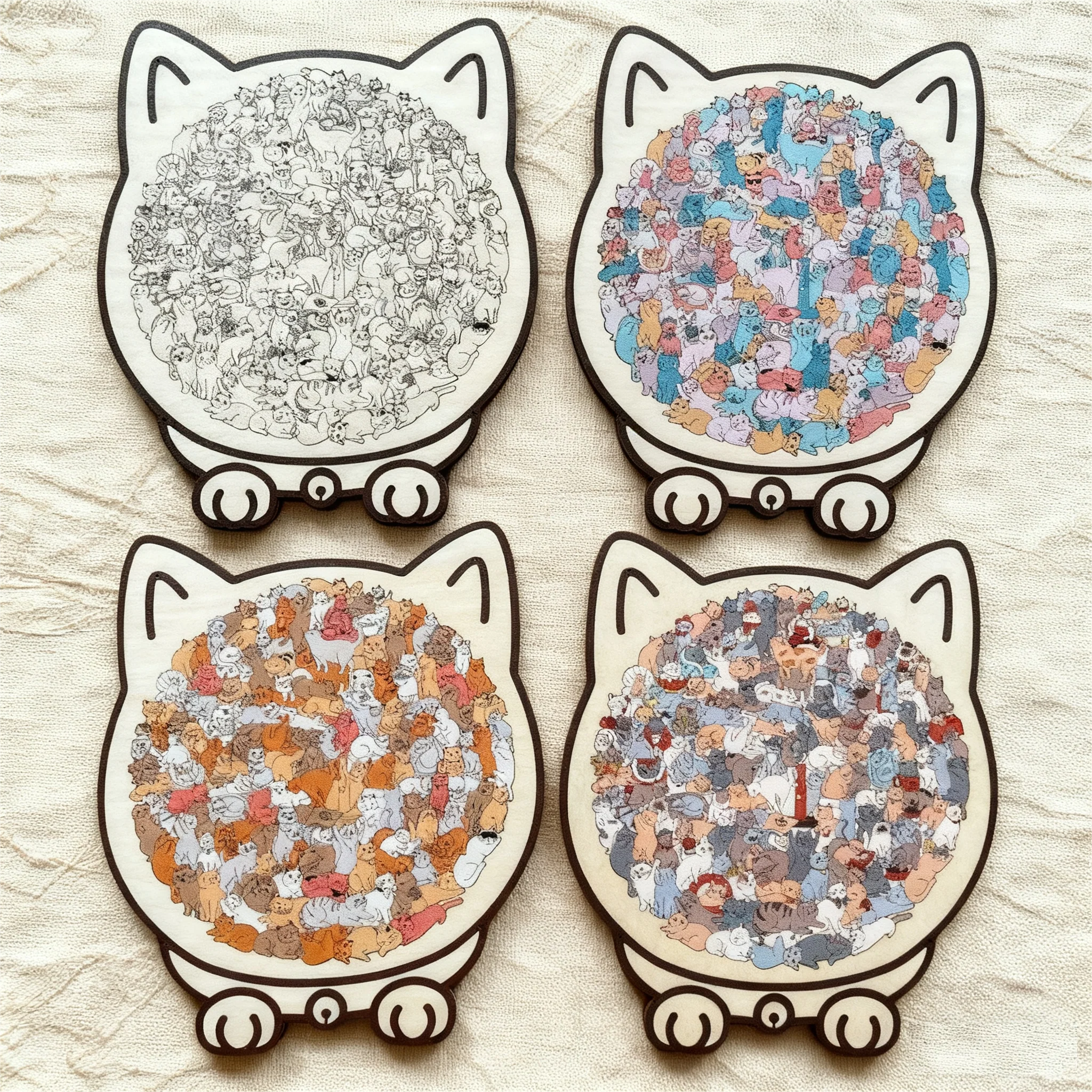🎁Christmas Sale 49% OFF🎅135-Piece Morandi-Colored Cat Shaped Wooden Jigsaw Puzzle - Image 11