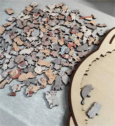 🎁Christmas Sale 49% OFF🎅135-Piece Morandi-Colored Cat Shaped Wooden Jigsaw Puzzle - Image 12