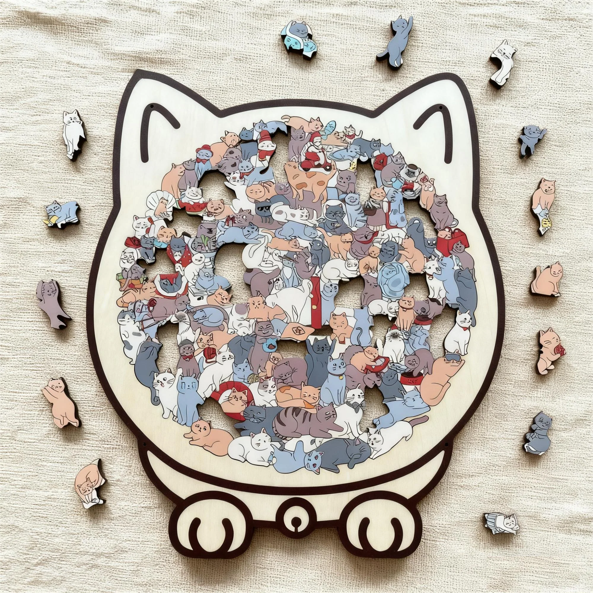 🎁Christmas Sale 49% OFF🎅135-Piece Morandi-Colored Cat Shaped Wooden Jigsaw Puzzle - Image 4