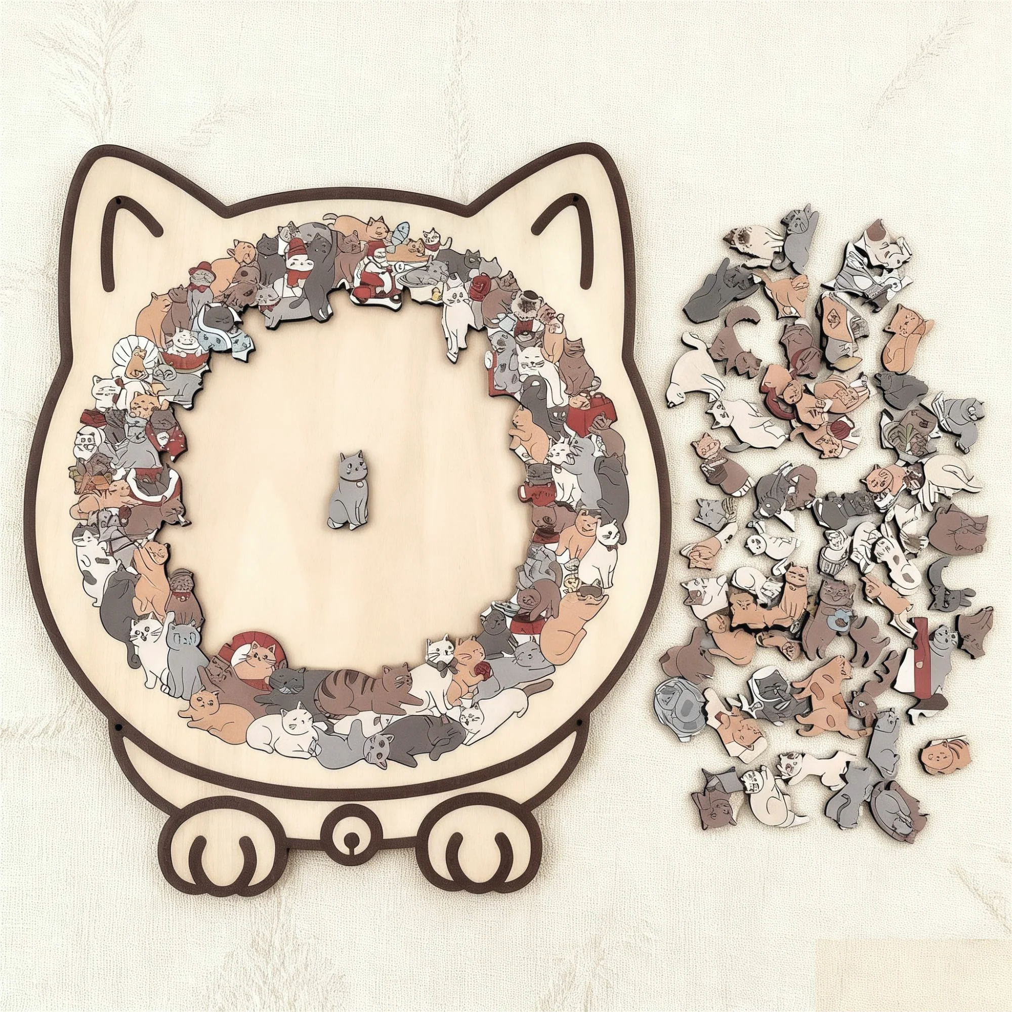 🎁Christmas Sale 49% OFF🎅135-Piece Morandi-Colored Cat Shaped Wooden Jigsaw Puzzle - Image 5
