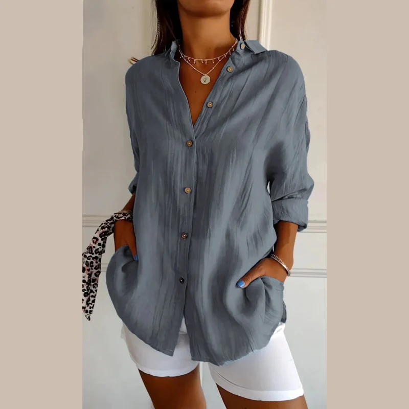 🌷Summer Sale 48% Off💝Classic Pleated Textured Single-Breasted Lapel Shirt for Women - Image 5