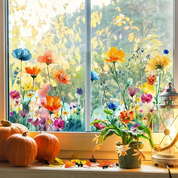 💐Colorful Floral Bouquet Window Sticker🖼️(Cut to size freely) - Image 3