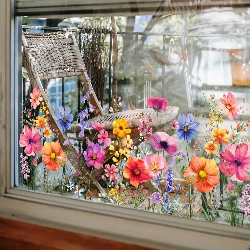 💐Colorful Floral Bouquet Window Sticker🖼️(Cut to size freely) - Image 5