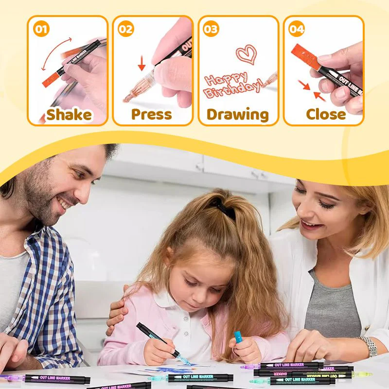 🎅Christmas Special Deals £7.95!!⚡50K+ SOLD!🎁Double Outline Glitter Coloring Pen Set - Image 8