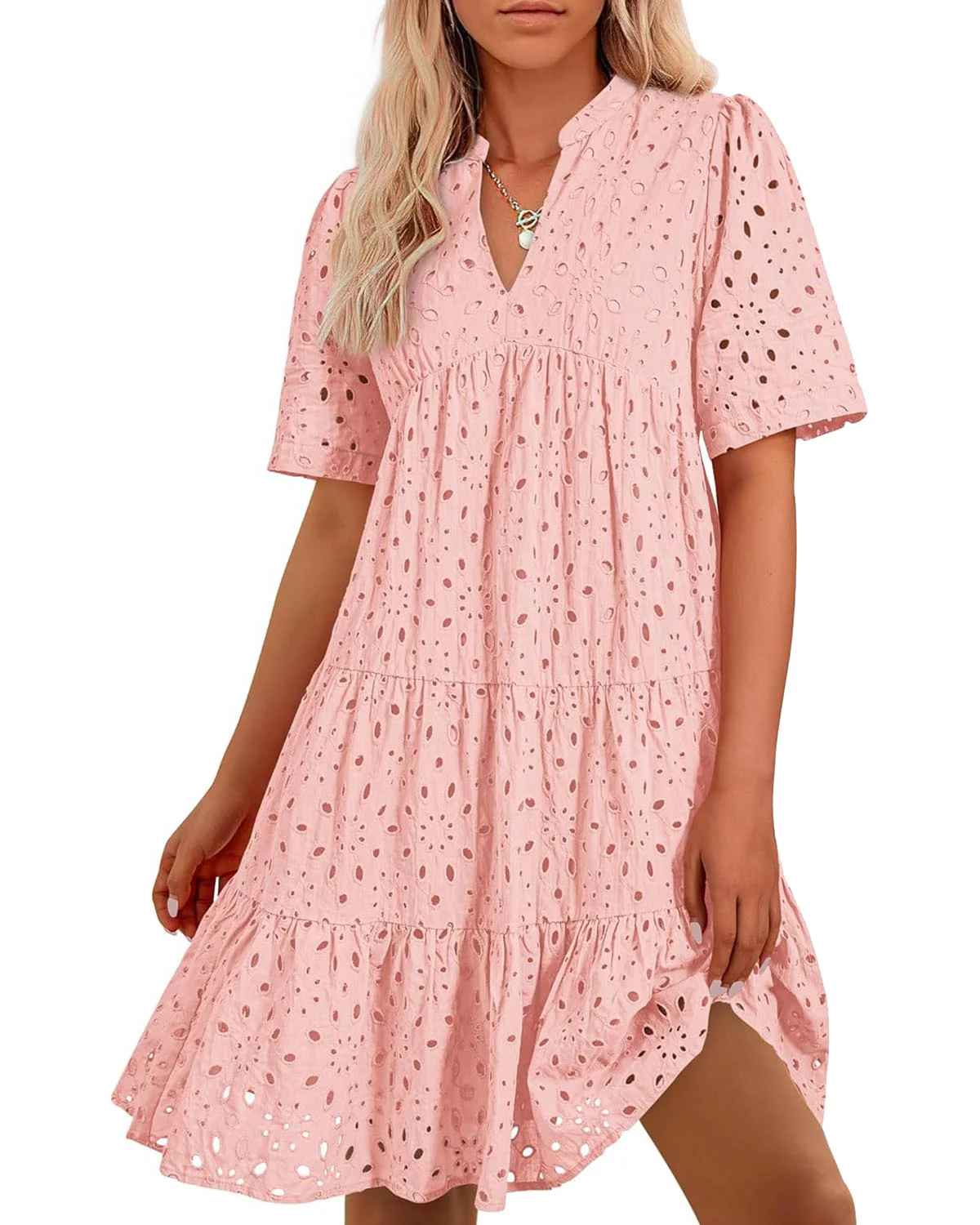 💥Last Day Special Sale 49% OFF💃Women's Elegant Hollow Out Lace Ruffle Casual Mini Dress - Image 2