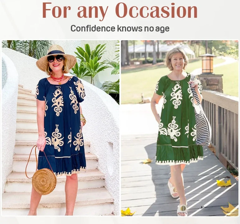 🔥HOT SALE🔥Geometric Pattern Multi Print Square Neck Dress - Image 2