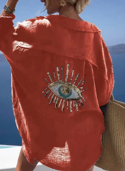 🌷Meet Summer-50% OFF🍃Evil Eye Casual Sequin Beaded Shirt👁️ - Image 8