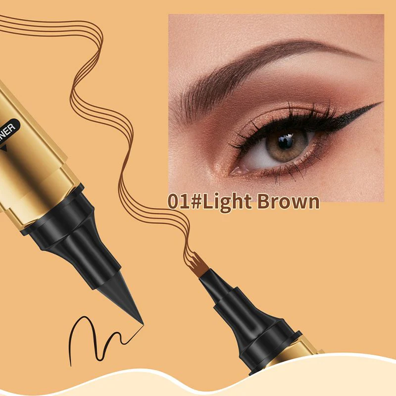 2-in-1 Waterproof Magic 4-fork Eyebrow Pen & Eyeliner - Image 7