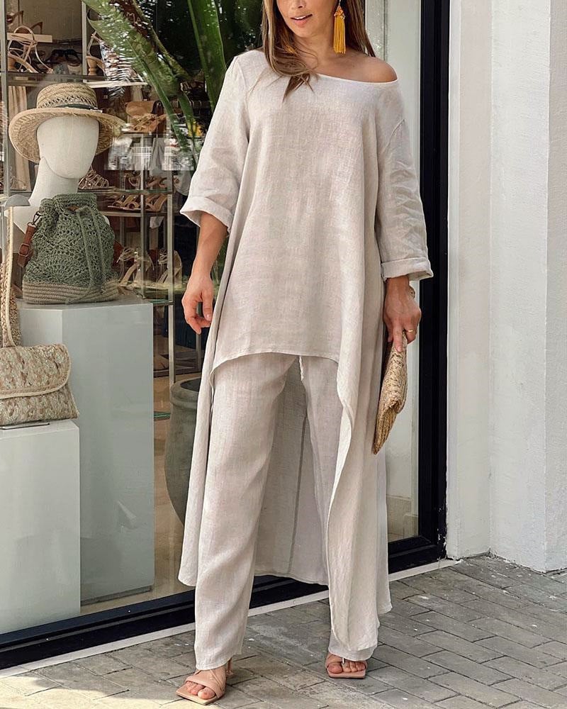 🔥Hot Sale 49% OFF🔥FASHION SOLID COLOR LONG SLEEVE TWO PIECE SET - Image 2