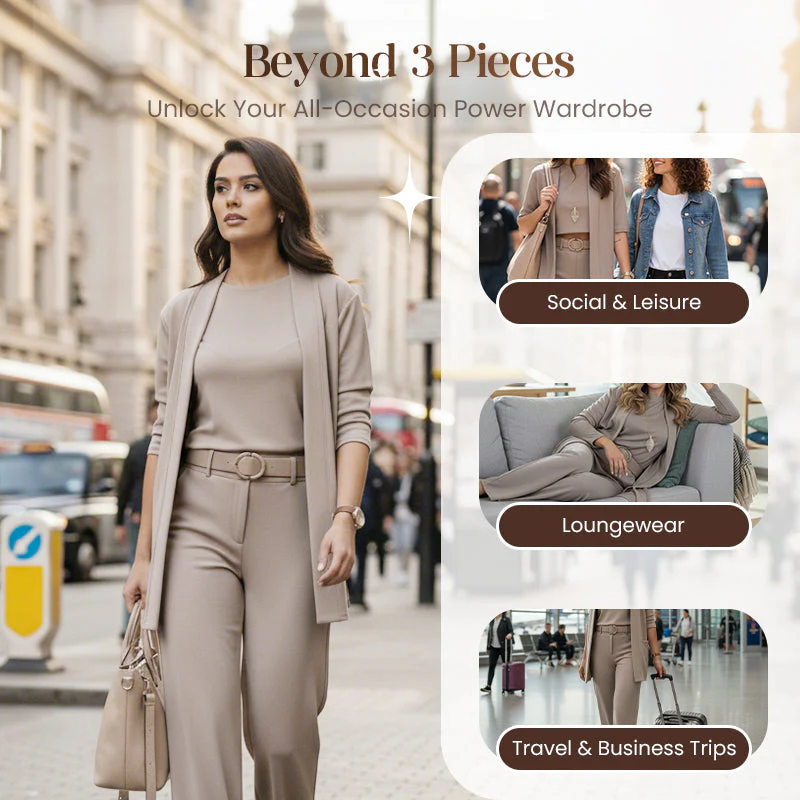⏳Time-Limited Special⏰Elegant 3-piece set including long cardigan, top and pants💞 - Image 8