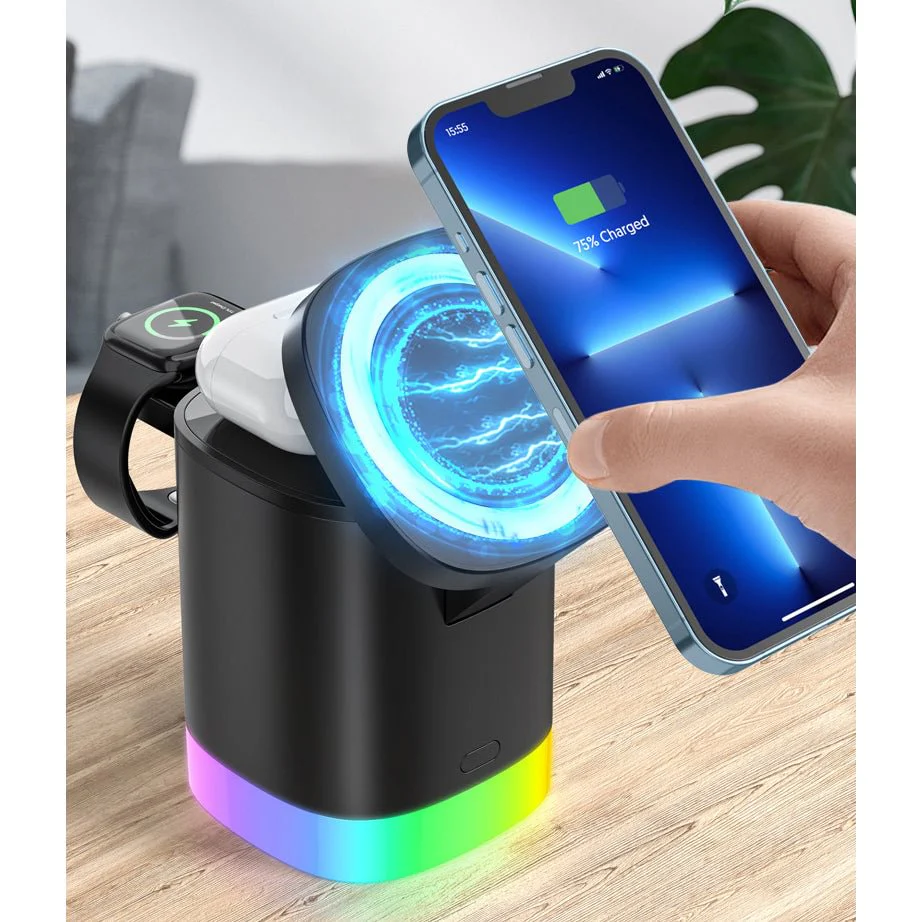 Foldable Three-In-One Mobile Phone Wireless Charging Bracket - Image 3