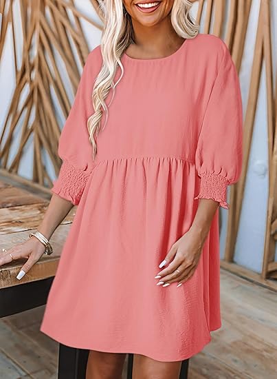 🌷Summer Hot Sale 50% Off💕Round Neck Dress with 3/4 Sleeves - Image 14