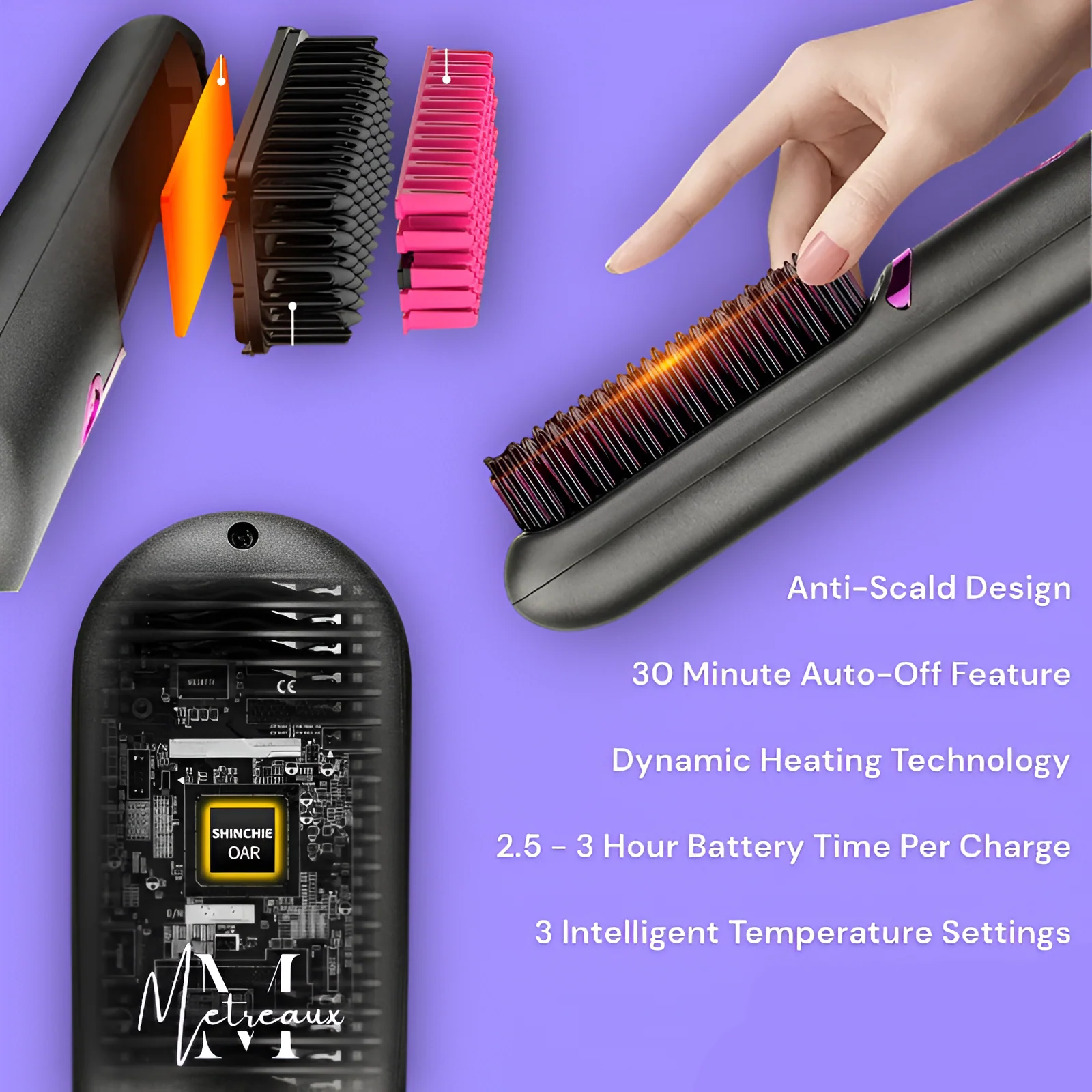 ⏰Final 3 Hours - £13.99!!⚡50K+ SOLD!💁♀️Wireless Ceramic Hair Straightening Comb – Fast Heating, Anti-Frizz & Tangle-Free Design ✨ - Image 6