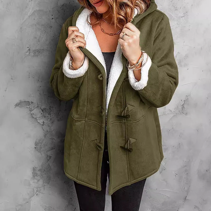 ⏳Time-limited Special Price⏰Women's Hooded Suede Coat with Plush Lining - Image 5
