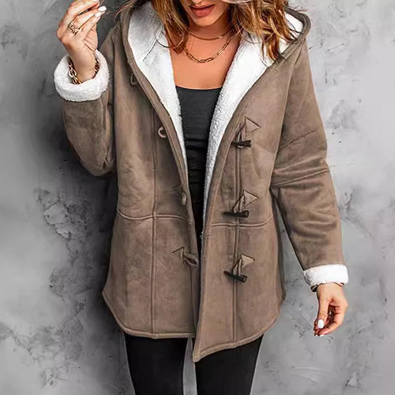 ⏳Time-limited Special Price⏰Women's Hooded Suede Coat with Plush Lining - Image 8