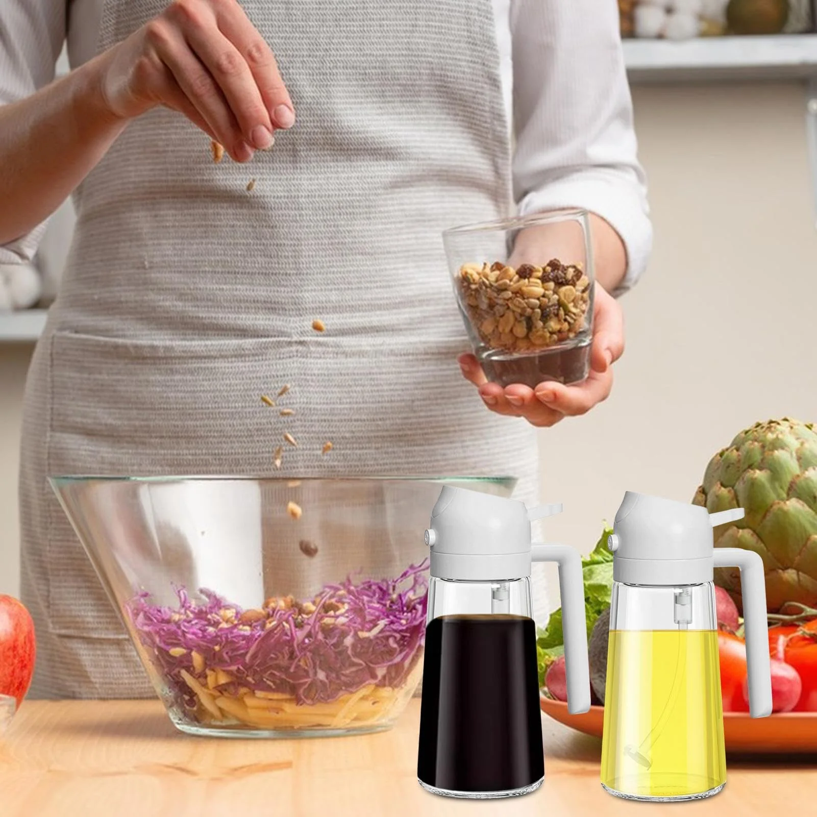💕BUY 1 GET 1 FREE💕2 in 1 Glass Oil Sprayer & Dispenser - Image 4
