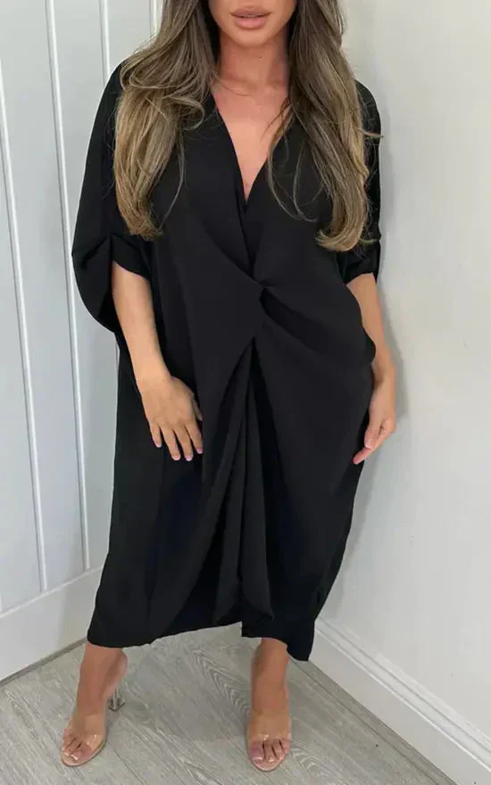 🌹Limited Sale 50% OFF💖Short Sleeve Maxi Dress With Knot Detail - Image 9