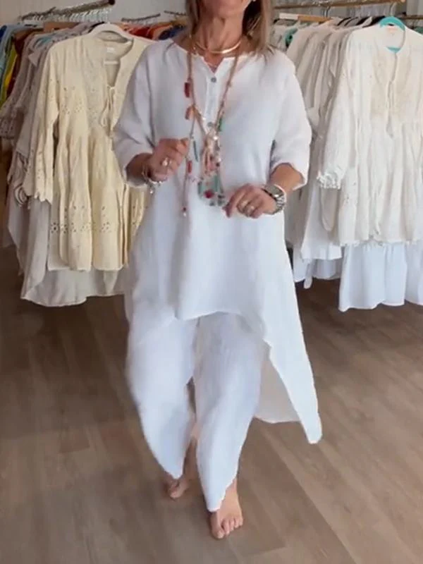 💕Hot Sale 49% OFF🌸 Women's Solid Color Linen Casual Suit - Image 2