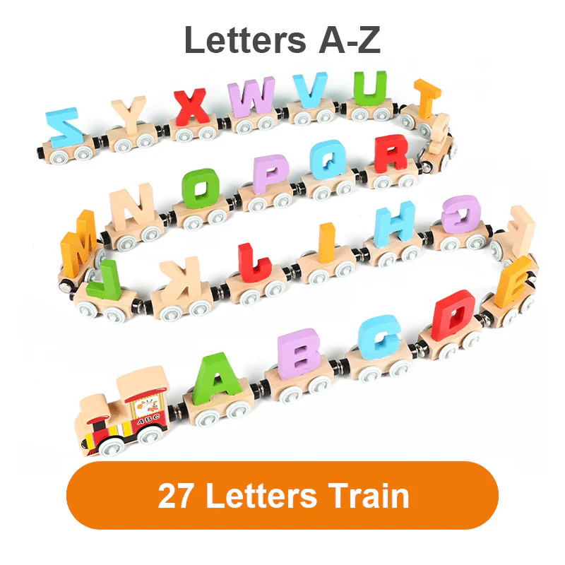 🔥Numbers And Letters Magnetic Train Puzzle Wooden Toy Car - Image 14