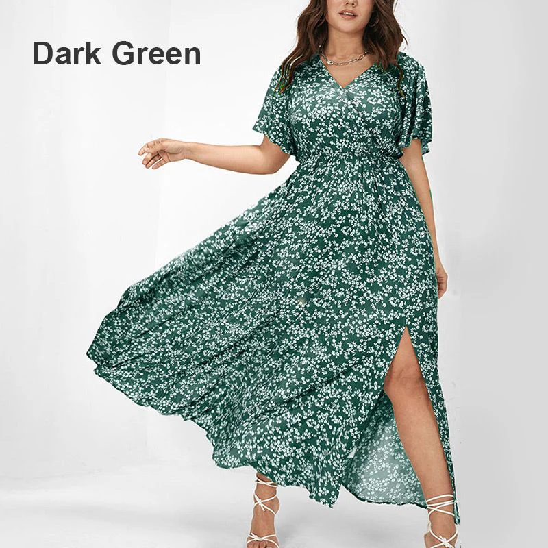 🌸HOT SALE 48% OFF🌸Women's Bohemian Floral Split Maxi Dress With Elastic Waist - Image 10