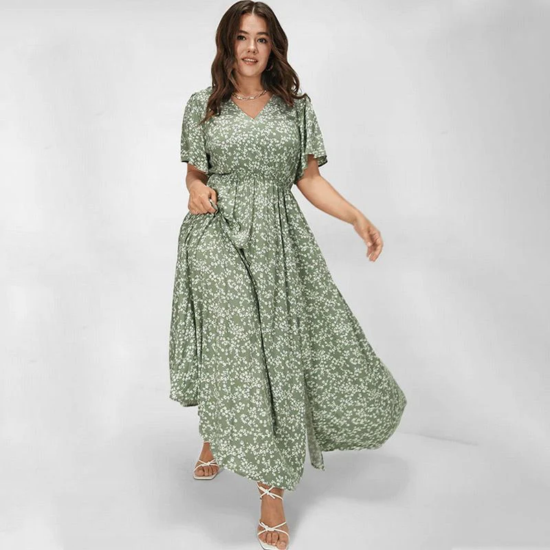 🌸HOT SALE 48% OFF🌸Women's Bohemian Floral Split Maxi Dress With Elastic Waist - Image 7