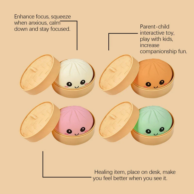 Cute Dumpling Squeeze Toy with Steamer - Image 8