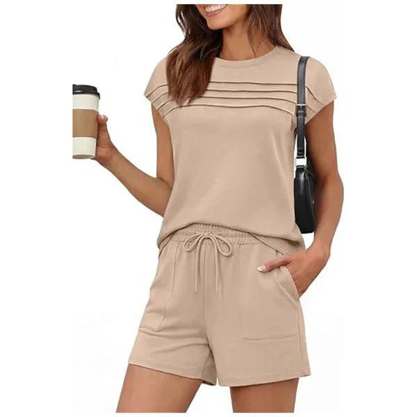 🔥LAST DAY SALE 60% OFF👍✨Women's Crew Neck Top & Drawstring Pants Short Set - Image 2