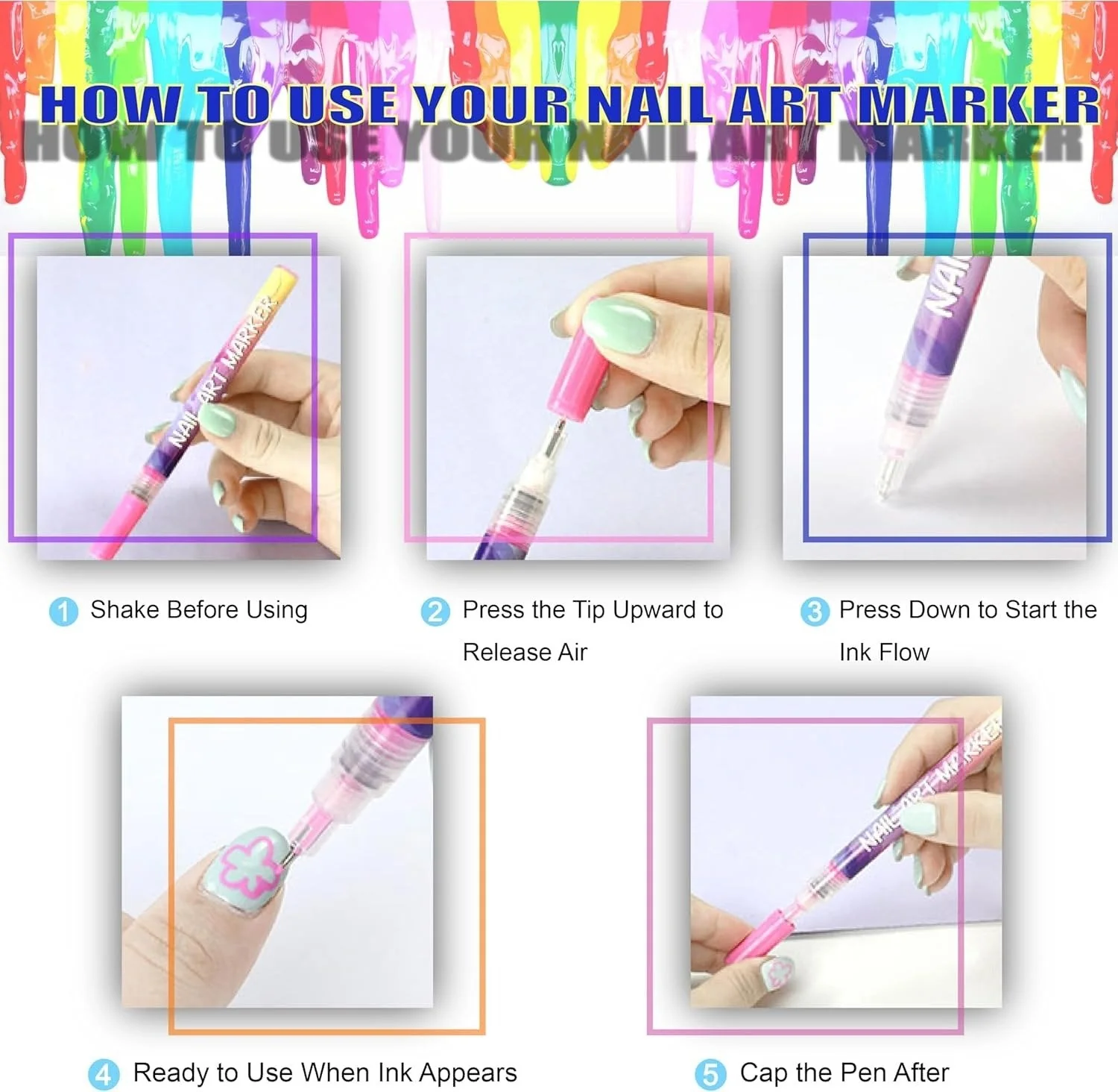 🎁Hot Sale 50% OFF⏳🎨12 Colors Nail Art Pens Set - Image 4