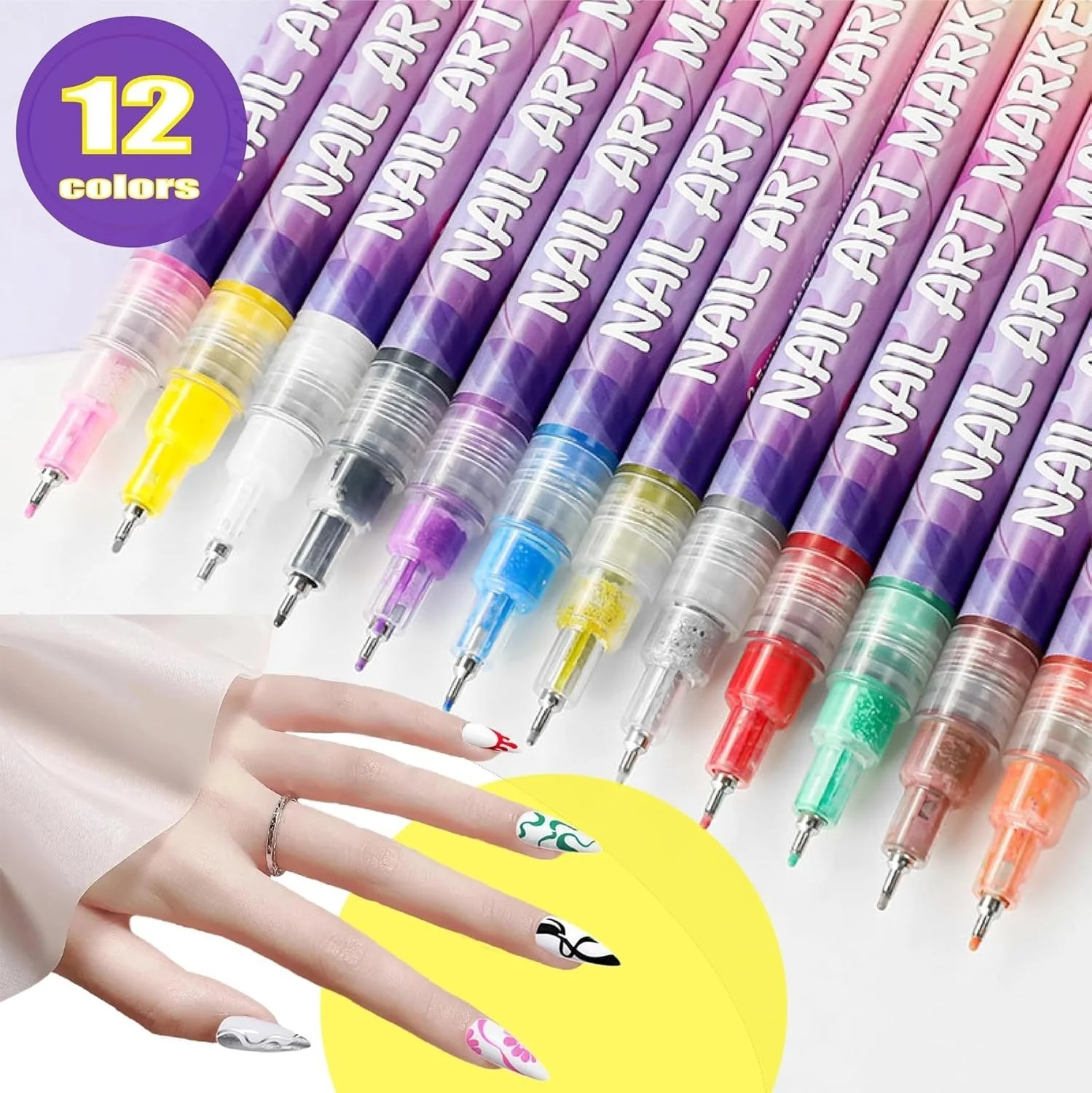 🎁LAST WEEK SPECIAL PRICE £9.99!!⏳12 Colors Nail Art Pens Set🎨💅 - Image 5