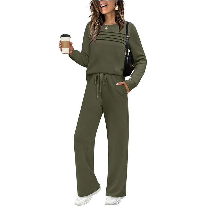 đĽLAST DAY 60% OFFâ¨Women's Crew Neck Top & Drawstring Pants Set - Image 7