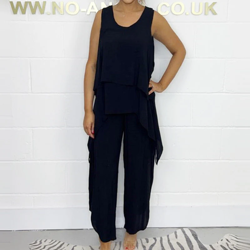 🔥LAST DAY SALE 49% OFF🔥Casual Sleeveless Loose Top and Pants Suit - Image 2