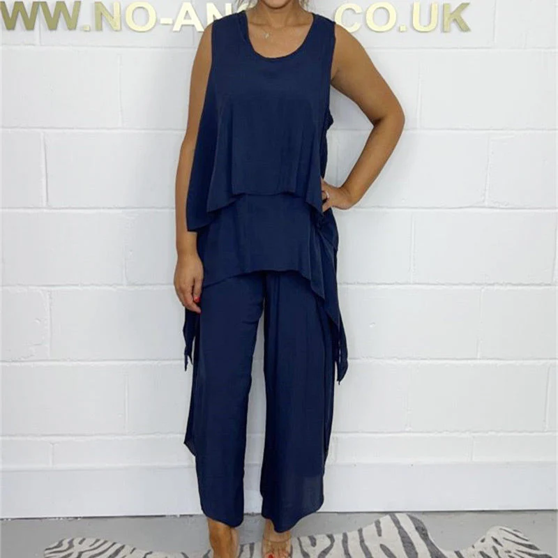 🔥LAST DAY SALE 49% OFF🔥Casual Sleeveless Loose Top and Pants Suit - Image 5