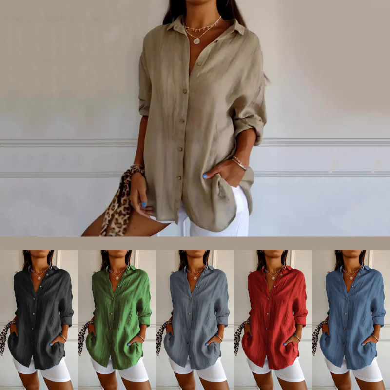 🔥Hot Sale 49% OFF🌷Classic Pleated Textured Single-Breasted Lapel Shirt for Women - Image 13
