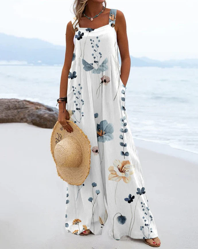 🔥HOT SALE🔥PLUS SIZE FLORAL WIDE LEG OVERALLS JUMPSUIT - Image 7