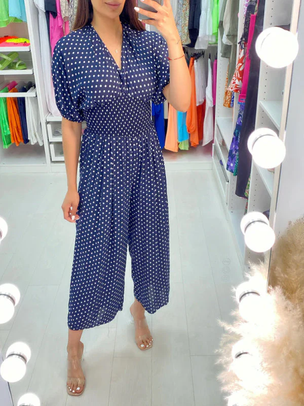 🌷Summer Promotion 49% OFF💙 - Polka Dot Printed Elastic Waist Jumpsuit - Image 7
