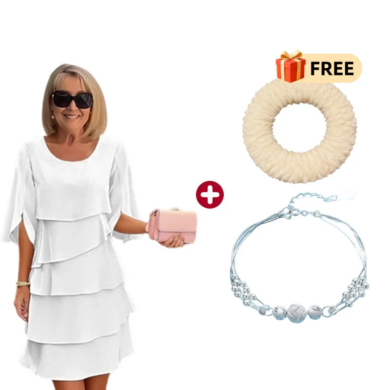 🎁 50% OFF! Women's Elegant Layered Ruffle Sleeve Dress – Effortless Style for Every Occasion 💃 - Image 29