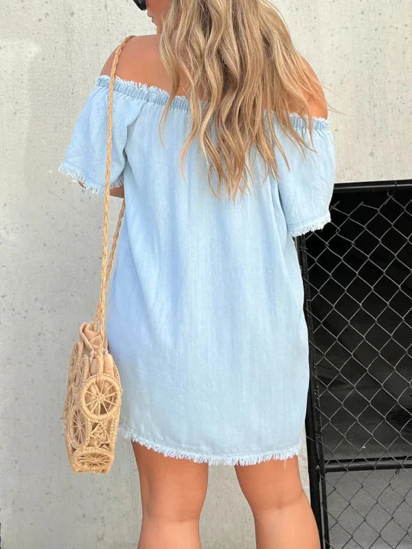 🔥BUY 2 GET 10% OFF💝Short Sleeve Casual Denim Dress - Image 4