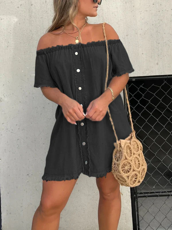 🔥BUY 2 GET 10% OFF💝Short Sleeve Casual Denim Dress - Image 9