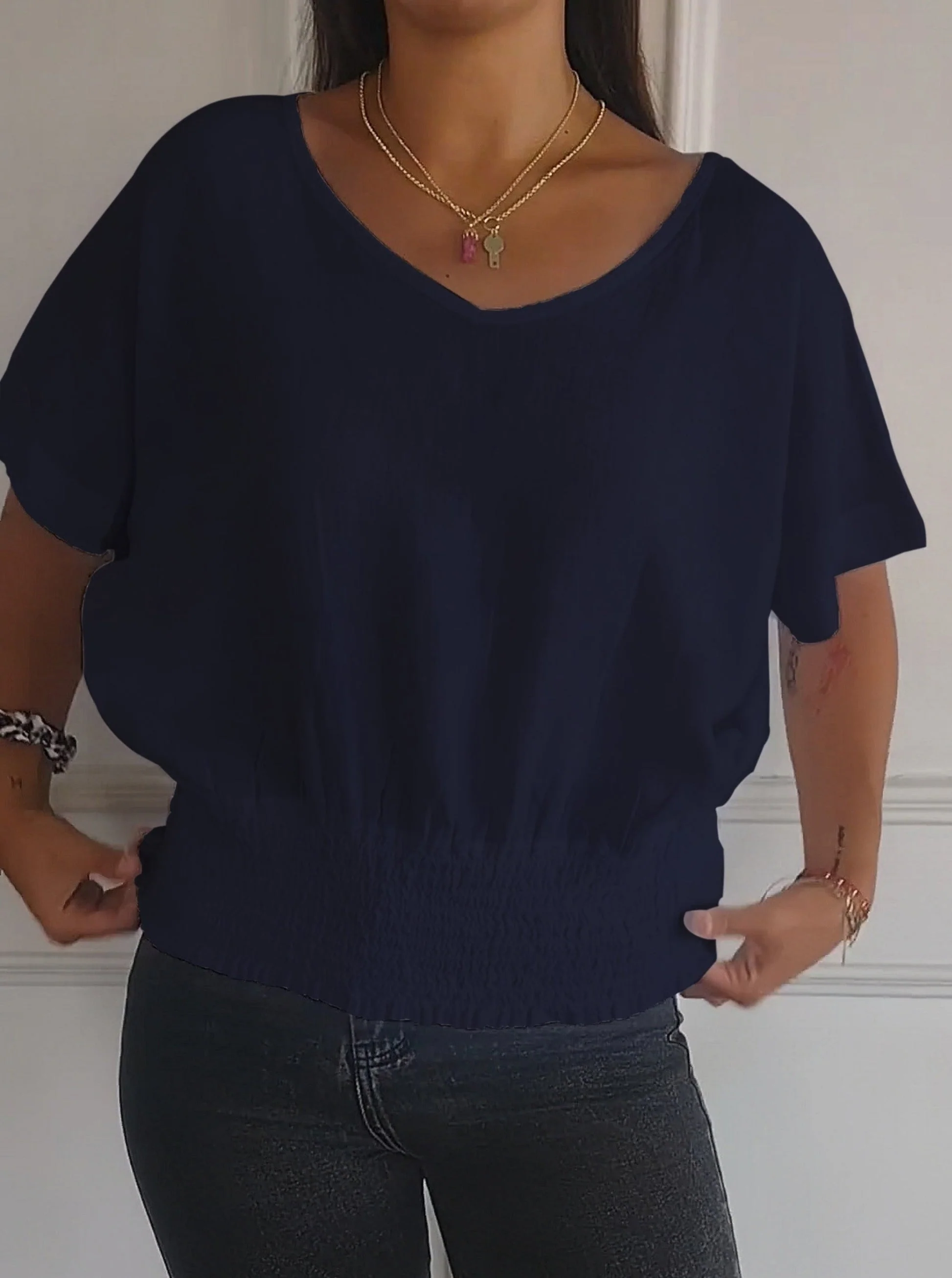 🔥Hot Sale 49% OFF💝Simple Solid Color V-Neck Half-Sleeve T-Shirt💛 - Image 17
