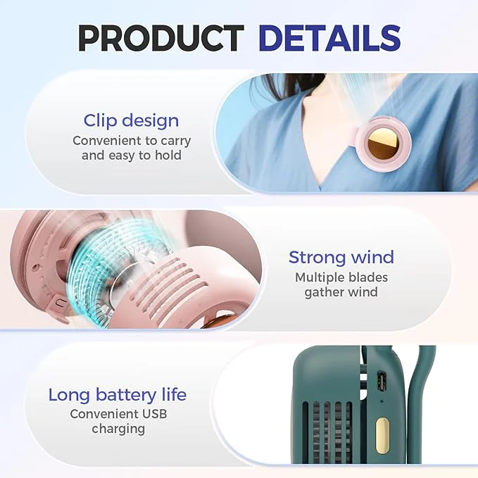 🎁Summer Big Sale-50% OFF⏳Small Whirlwind Clip Waist Neck Fan - Image 3